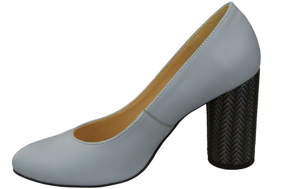 Dámská obuv Dýně Světle modrá Přírodní kůže Barevný ornamentální podpatek 194 ElitaBut