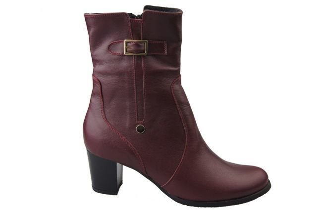 Dámské kozačky Maroon zateplené přírodní kůže 882 Z ElitaBut