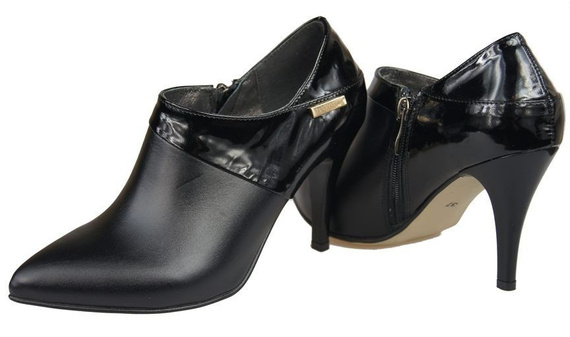 Obuv Dámské polobotky z přírodní kůže Černá 865 ElitaBut