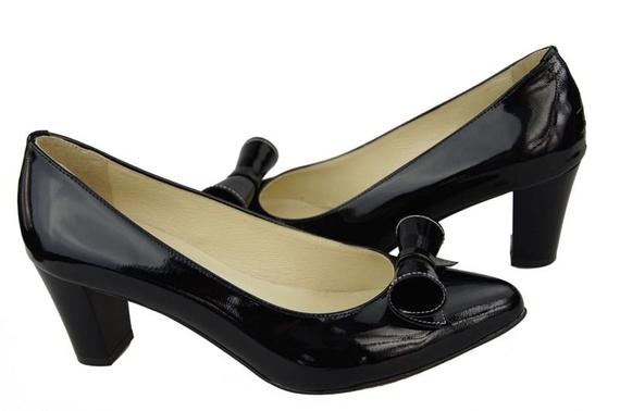 Dámská obuv Dámské kožené lodičky Black Lacquer 975 ElitaBut