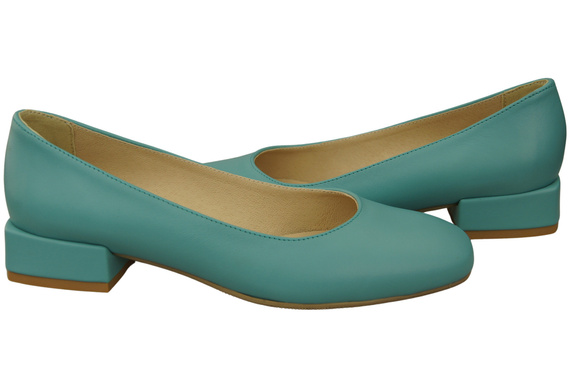 Pohodlná dámská obuv Tyrkysové byty Přírodní kůže 204 ElitaBut