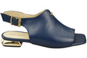Pohodlná dámská obuv Sandály Navy Blue Flat Gold Heel Natural Leather 207 ElitaBut