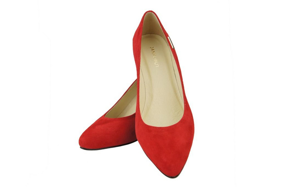 Dámská obuv Červená lodičky z přírodní kůže a semiše 106 ElitaBut