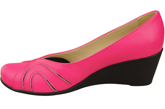 Boty na kotníku Neon Pink Dámské přírodní kožené lodičky 828 ElitaBut