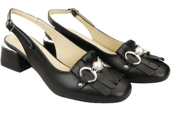 Dámská obuv Černé sandály zdobené třásněmi Přírodní kůže 208 ElitaBut