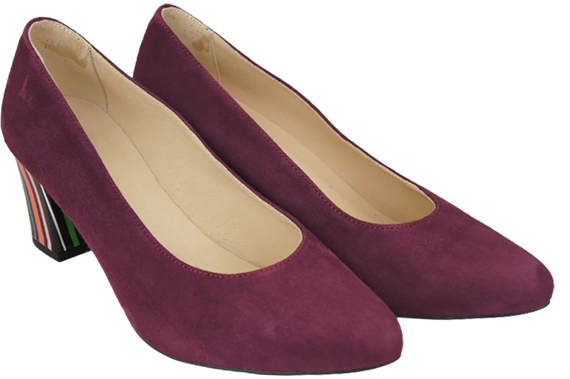 Dámská obuv Maroon Natural Suede Leather Decorative Heel 158 With ElitaBut