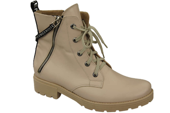 Obuv Kozačky Cappuccino Světlé dámské s nápisem NICE Přírodní kůže 173 S ElitaBut