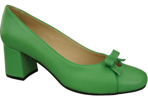 Dámské lodičky s mašlí z limetkové kůže a nízkým podpatkem 203 ElitaBut