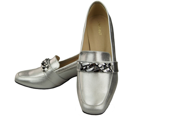 Dámské boty Silver with Embellished Chain Moccasin pumps Přírodní kůže 193 ElitaBut