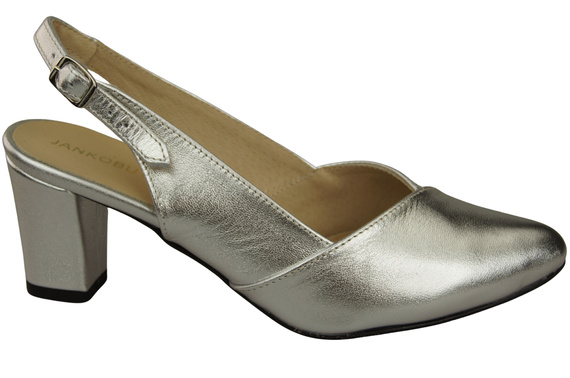 Dámská obuv Stříbrné sandály na podpatku Přírodní kůže 217 ElitaBut