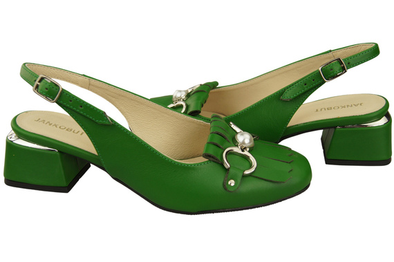 Dámská obuv Zelené sandály zdobené třásněmi Přírodní kůže 208 ElitaBut