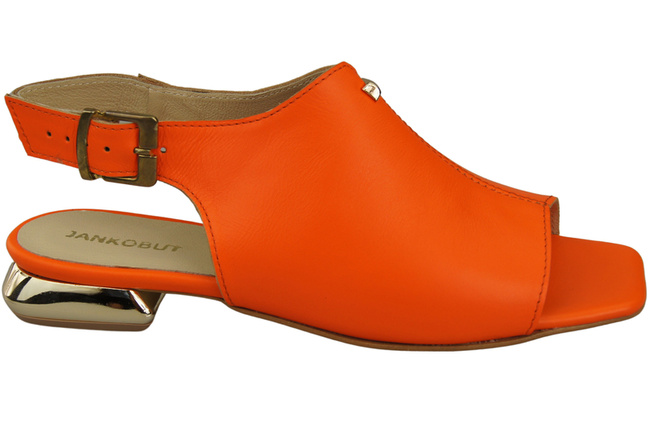 Pohodlné dámské sandály Oranžové sandály s plochým zlatým podpatkem Přírodní kůže 207 ElitaBut