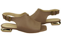 Pohodlné dámské sandály Cappuccino Dark Flat Golden Heel Natural Leather 207 ElitaBut
