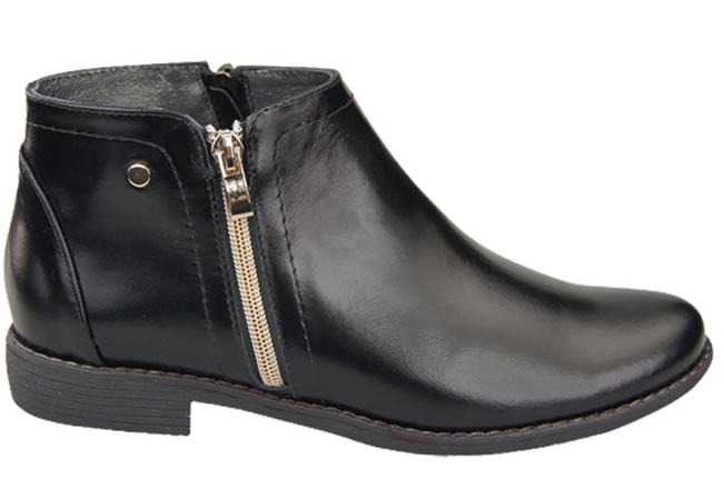 Jarní dámská obuv Přírodní kožené boty Černé lesklé 872 ElitaBut