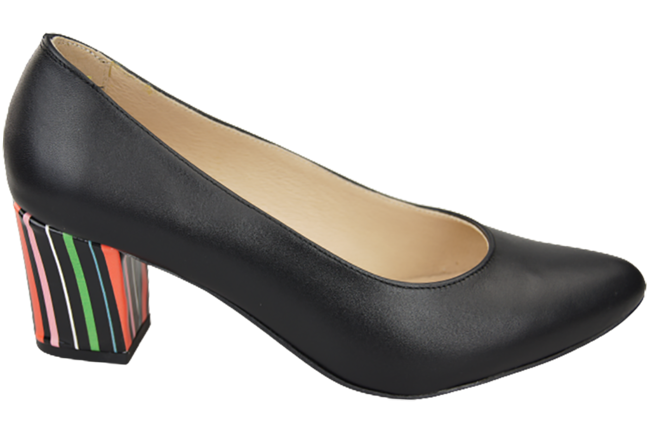 Dámská obuv Dámské lodičky černé přírodní kůže s ozdobným podpatkem 158 ElitaBut