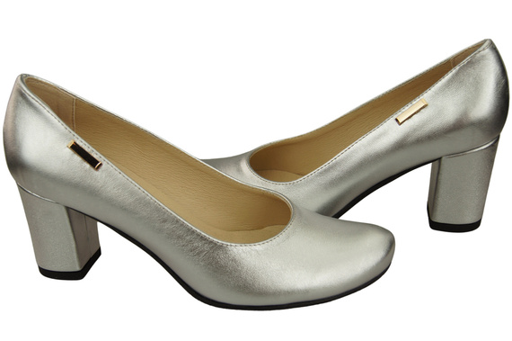 Dámské boty Classic Silver Natural Leather Almond Nose pumps 201 ElitaBut