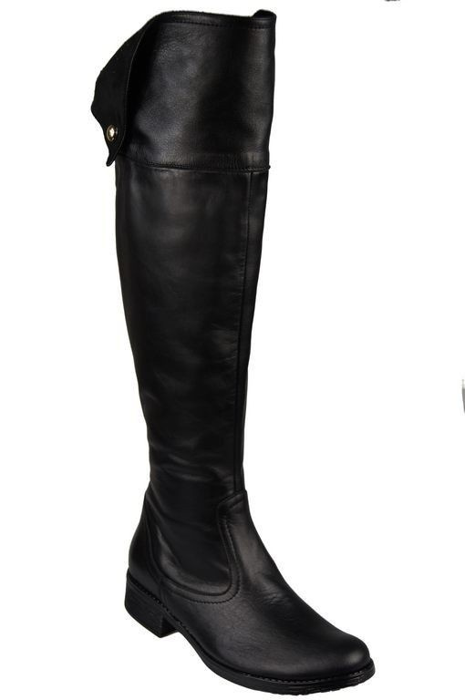 Dámská obuv Dámské kozačky Musketeers Black Vysoké svršky nad kolena z přírodní kůže 803 ElitaBut