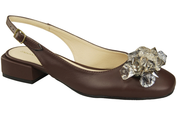 Dámská obuv Čokoládové sandály s krystaly Přírodní kůže 215 ElitaBut