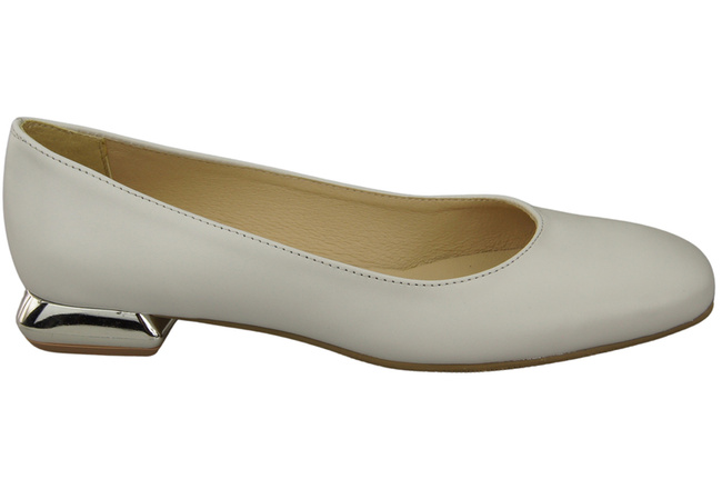 Ploché dámské boty Bílé boty s ozdobným podpatkem Přírodní kůže 209 ElitaBut