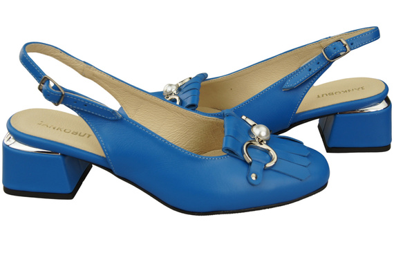 Dámská obuv Modré sandály zdobené třásněmi Přírodní kůže 208 ElitaBut